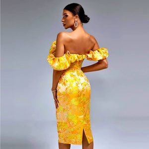 Off Shoulder Pleated Midi Elegant Bodycon Dress